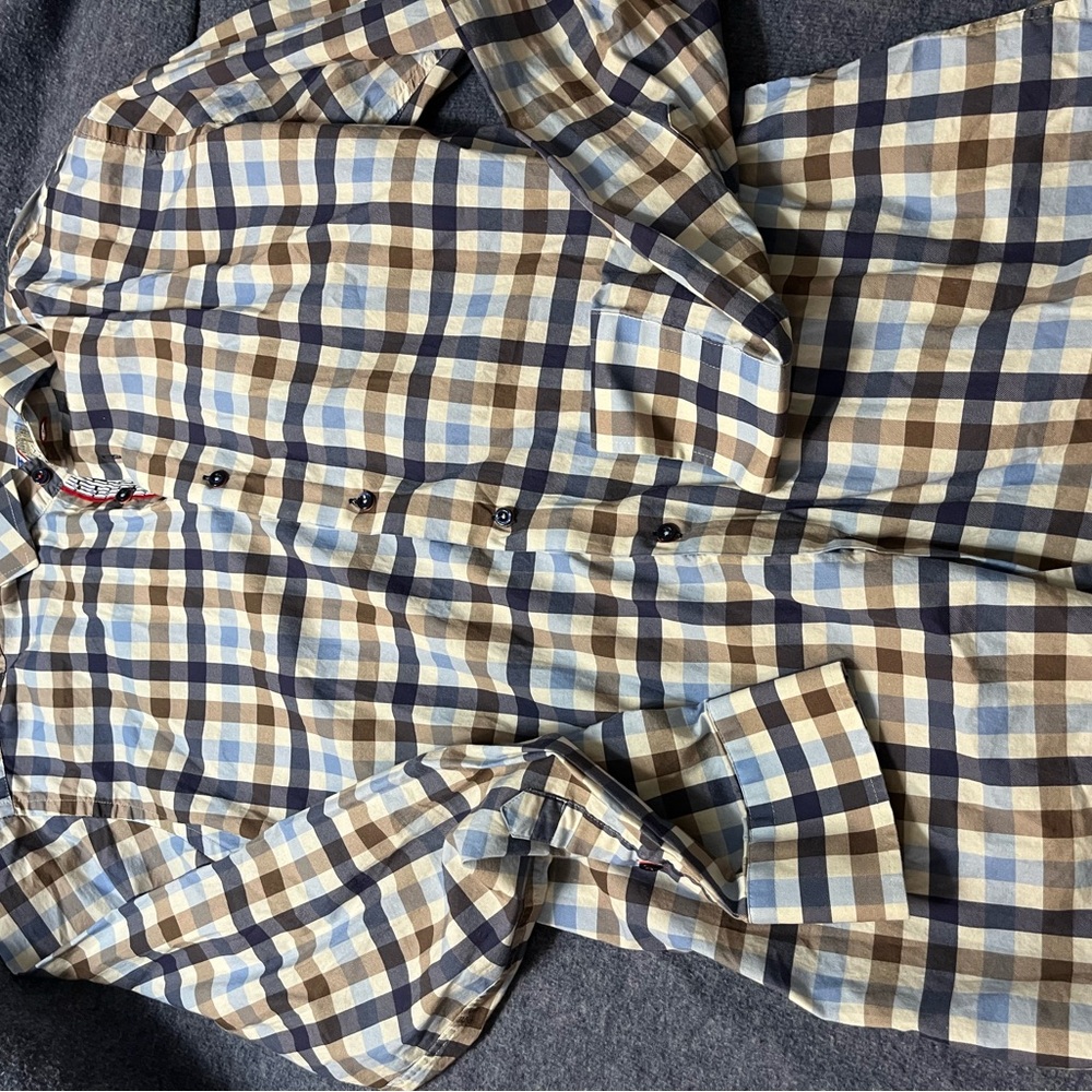 7 Downie St Men's Casual Button Down Shirt Plaid Size 4